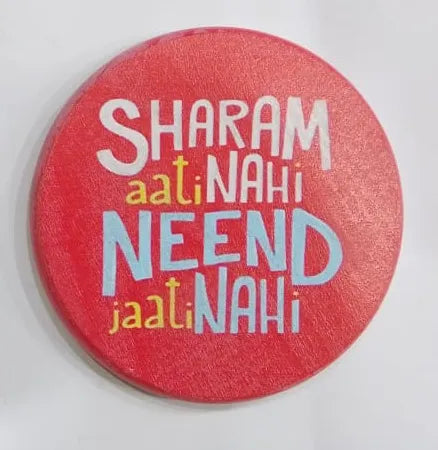 Printed Wooden Tea Coaster – Funny Desi Text Design
