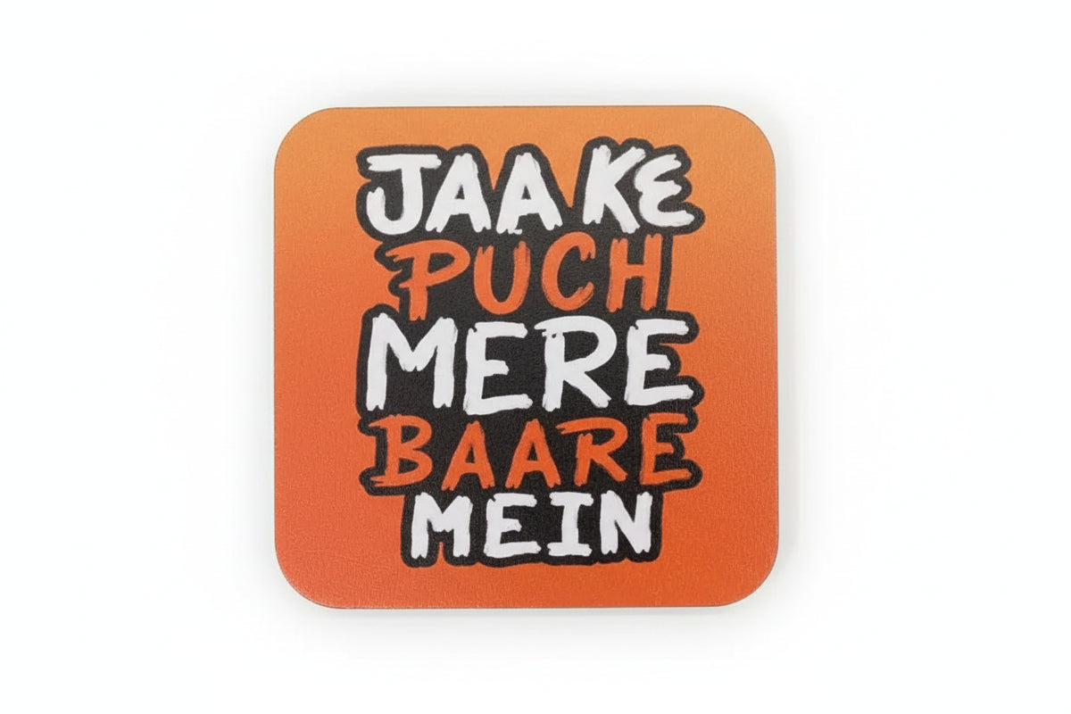 Printed Wooden Tea Coaster – Gol Gappa Snack Art & Funny Desi Quote Design Main image