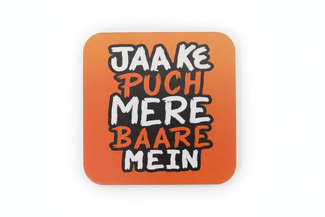 Printed Wooden Tea Coaster – Gol Gappa Snack Art & Funny Desi Quote Design