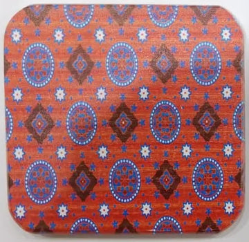 Printed Wooden Tea Coaster - Gulab Jamun Food Art & Traditional Pattern Design
