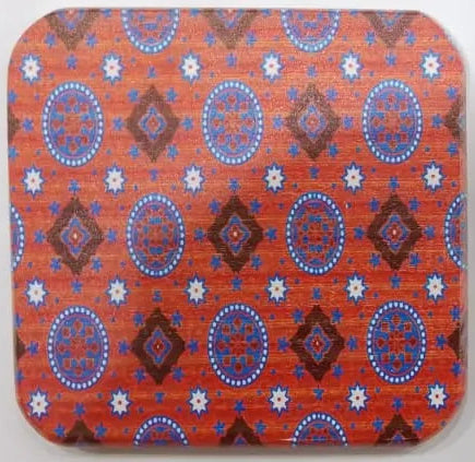 Printed Wooden Tea Coaster - Gulab Jamun Food Art & Traditional Pattern Design