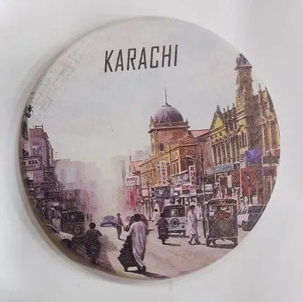 Printed Wooden Tea Coaster – Karachi City Art Design Price In Pakistan