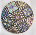 Printed Wooden Tea Coaster - Round Traditional Mosaic Tile Design