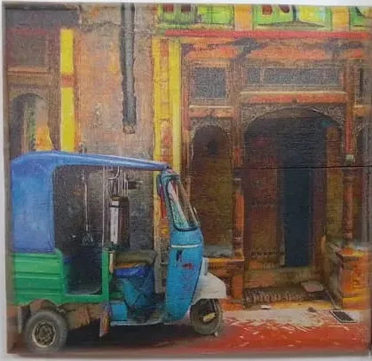Printed Wooden Tray – Traditional Tile Art & Street Scene Design