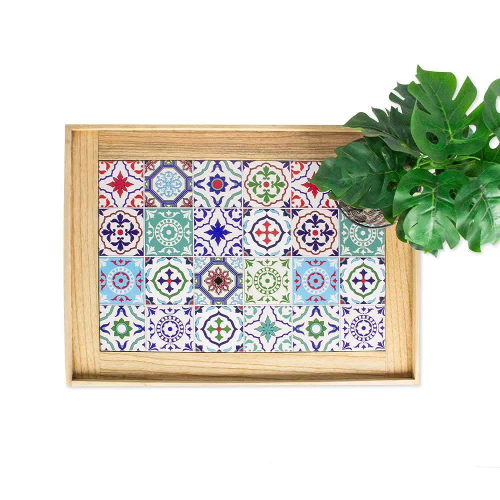 Rangoli Art Wooden Serving Stand Table Secondary image