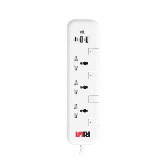 Riva 3 Way International Extension Socket with 2 USB Type A and 1 USB Type C Price in Pakistan