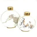 Round White Marble Finish Ceramic Vase (Set Of 2)