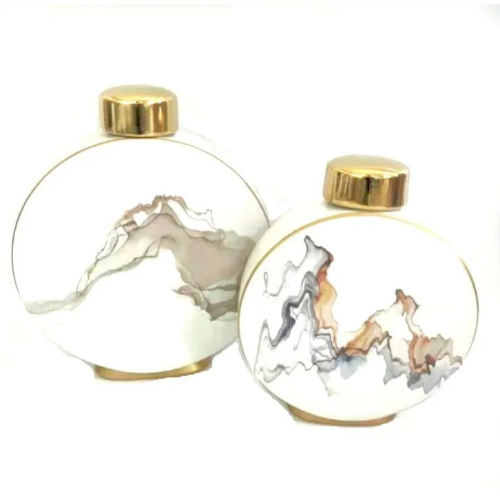 Round Marble Finish Ceramic Vase Set Of 2 Price in Pakistan Main image