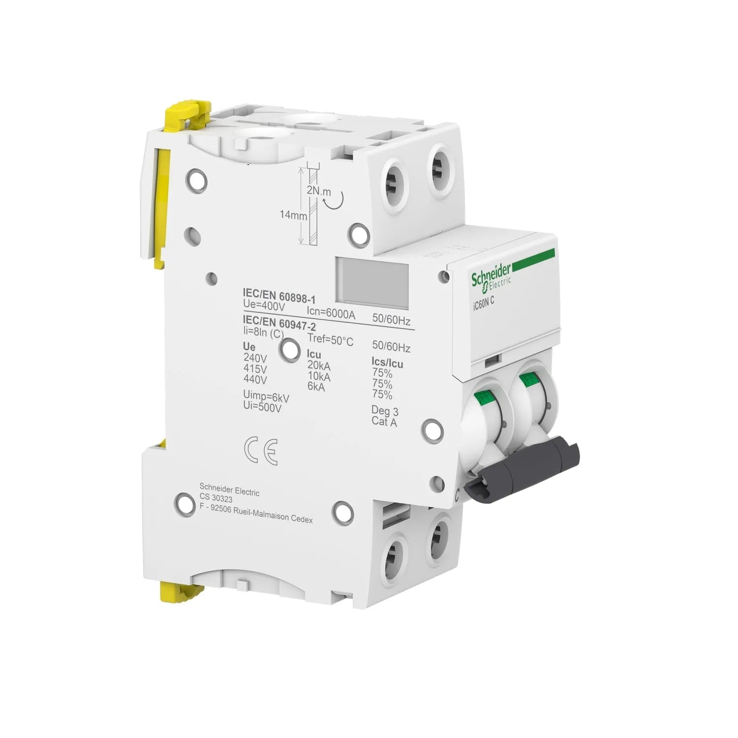 Schneider iC60N 2 Pole Miniature Circuit Breaker 6 KA - 10 kA Secondary image