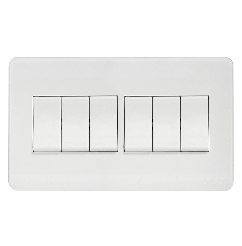 Scintilla 6 Gang White Flush Switch Price in Pakistan 