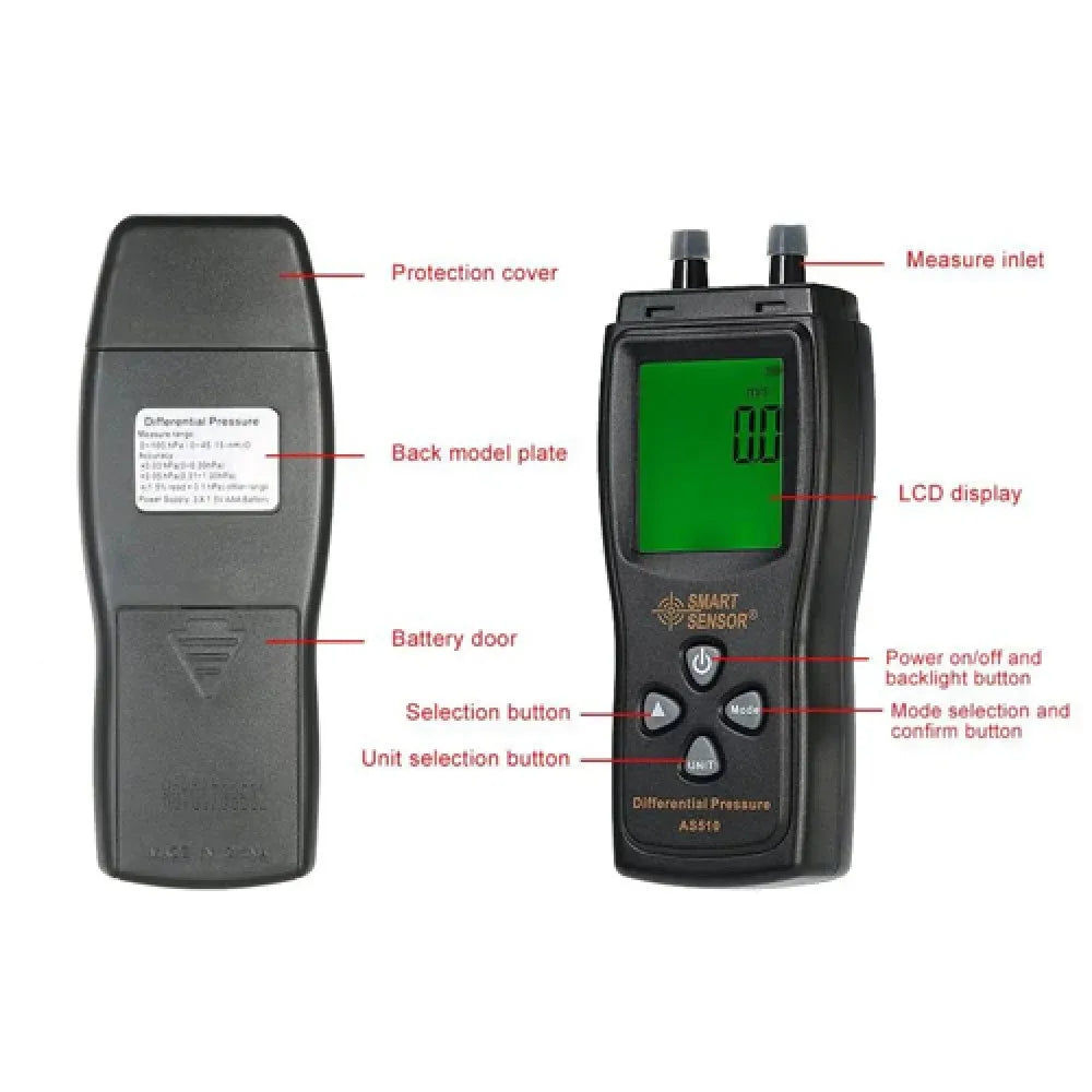 Smart Sensor AS-510 Differential Pressure Meter Secondary image