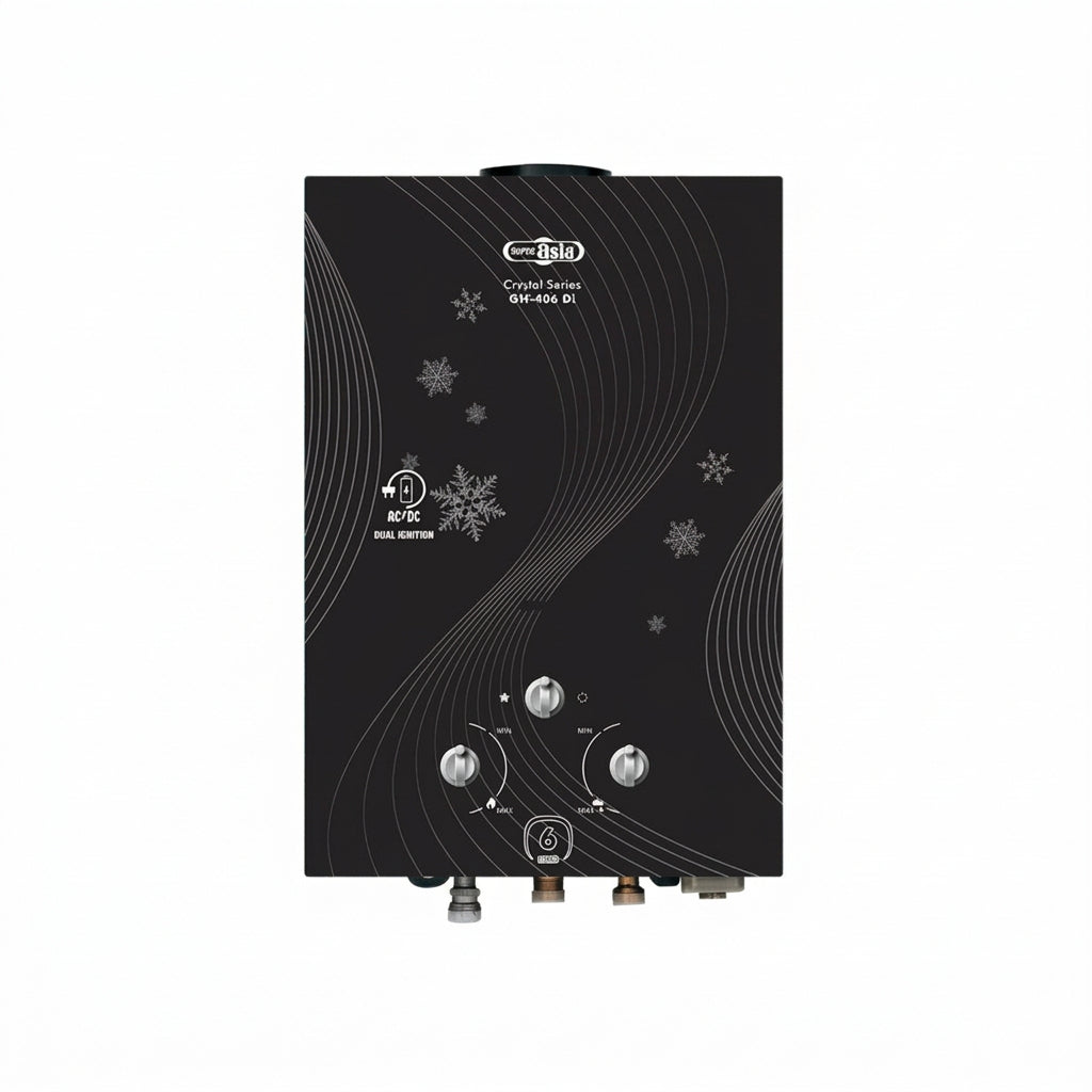 Super Asia GH-406Di Crystal Series Instant Gas Water Heater - Black