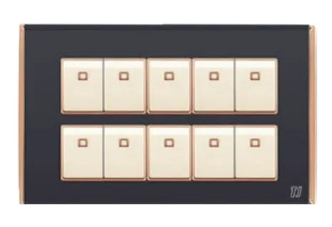 TJ Bell 10 Gang Flush Switch Grey