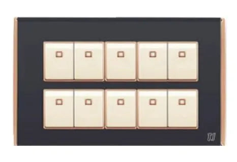 TJ Bell 10 Gang Flush Switch Grey