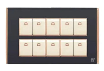 TJ Bell 10 Gang Flush Switch Grey