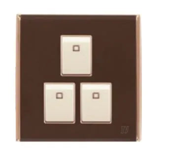 TJ Bell 3 Gang Flush Switch Brown