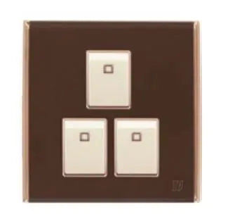 TJ Bell 3 Gang Flush Switch Brown