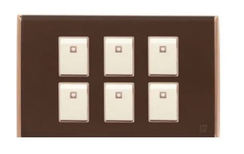 TJ Bell 6 Gang Flush Switch Brown
