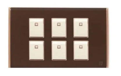 TJ Bell 6 Gang Flush Switch Brown