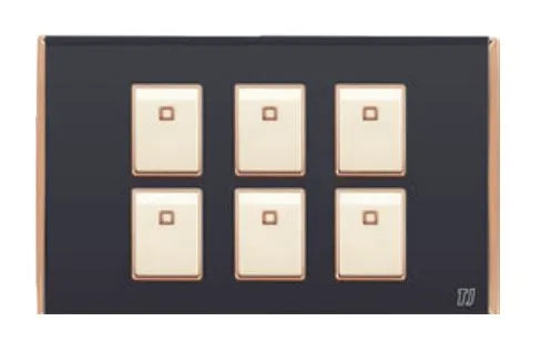 TJ Bell 6 Gang Flush Switch Grey