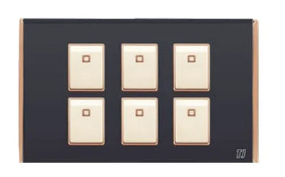 TJ Bell 6 Gang Flush Switch Grey