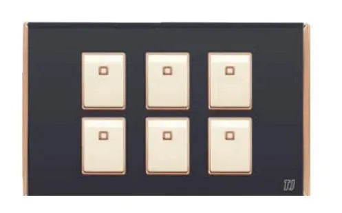 TJ Bell 6 Gang Flush Switch Grey
