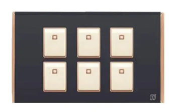 TJ Bell 6 Gang Flush Switch Grey