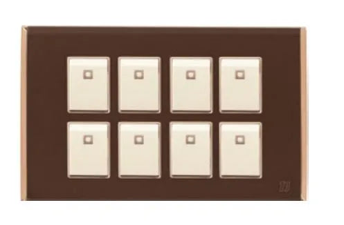 TJ Bell 8 Gang Flush Switch Brown