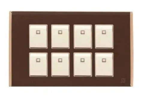 TJ Bell 8 Gang Flush Switch Brown