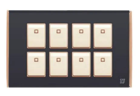 TJ Bell 8 Gang Flush Switch Grey