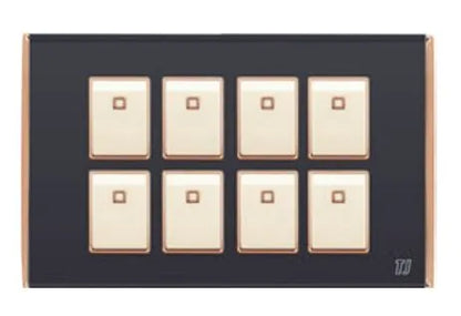 TJ Bell 8 Gang Flush Switch Grey