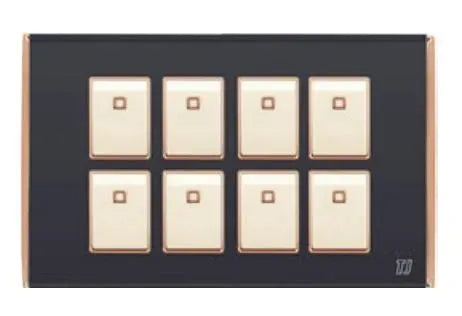 TJ Bell 8 Gang Flush Switch Grey