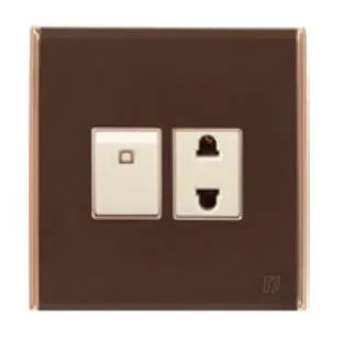TJ Bell Series 1 Switch + 1 Socket Brown