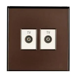 TJ Bell Series 2 Gang TV Co Axial Outlet Brown