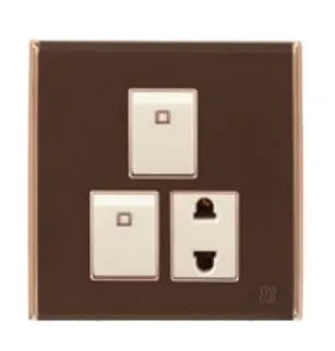 TJ Bell Series 2 Switch + 1 Socket Brown