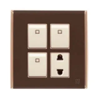 TJ Bell Series 3 Switch + 1 Socket Brown