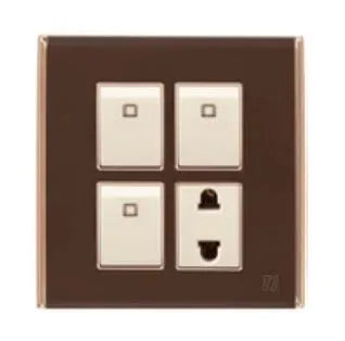 TJ Bell Series 3 Switch + 1 Socket Brown