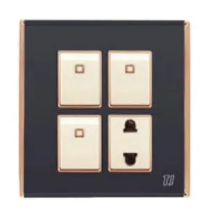 TJ Bell Series 3 Switch + 1 Socket Grey