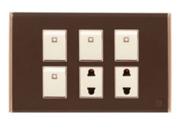 TJ Bell Series 4 Switch + 2 Socket Brown