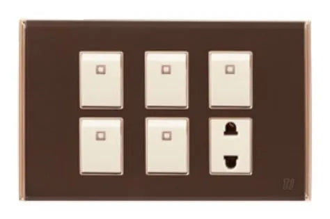 TJ Bell Series 5 Switch + 1 Socket Brown