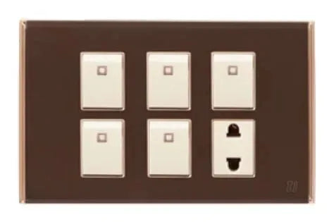 TJ Bell Series 5 Switch + 1 Socket Brown