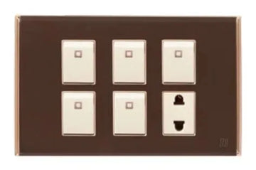 TJ Bell Series 5 Switch + 1 Socket Brown