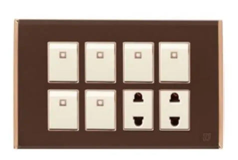 TJ Bell Series 6 Switch + 2 Socket Brown
