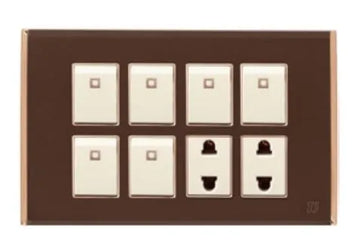 TJ Bell Series 6 Switch + 2 Socket Brown