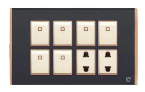 TJ Bell Series 6 Switch + 2 Socket Grey