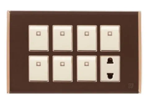 TJ Bell Series 7 Switch + 1 Socket Brown
