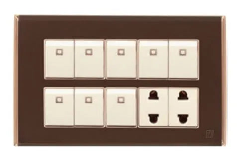 TJ Bell Series 8 Switch + 2 Socket Brown Price in Pakistan