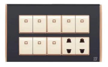 TJ Bell Series 8 Switch + 2 Socket Grey