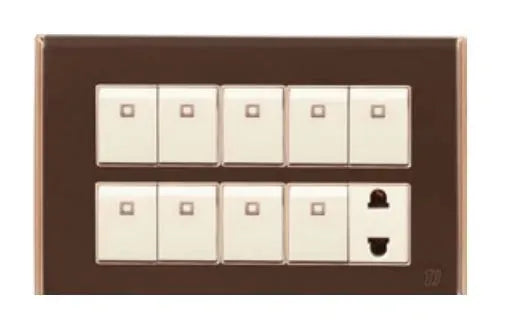 TJ Bell Series 9 Switch + 1 Socket Brown