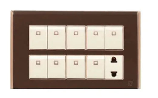TJ Bell Series 9 Switch + 1 Socket Brown